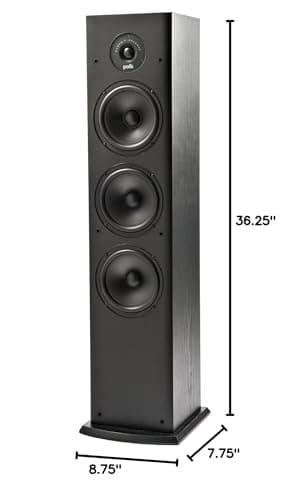 Polk Audio T50 Home Theater and Stereo Floor Standing Tower Speaker (Single, Black) - Deep Bass Response, Dolby and DTS Surround 8