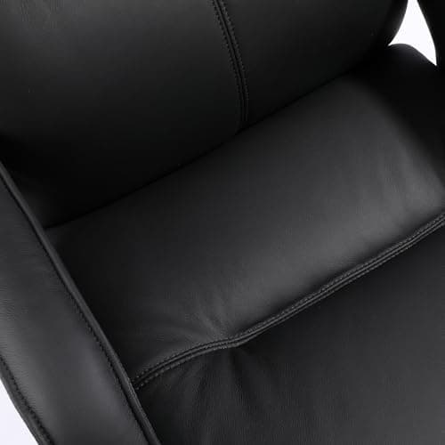 HUAUR Genuine Leather Modern Executive Chair High-Back Support 90 to 150 Degrees Tilt and Upholstered Home Desk Chair with Base 360LB Capacity Swivel Computer Office Chair (Black) 9