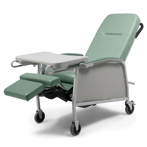 Lumex 3-Position Medical Recliner, Reclining Geri Chair with Wheels, Jade