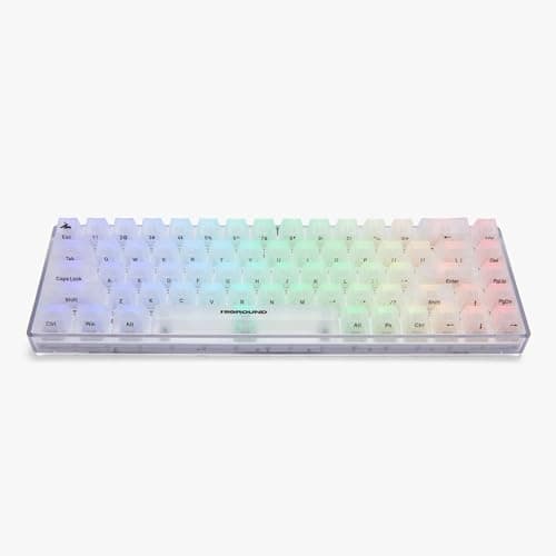 Higround Crystal Opal Basecamp 65% Mechanical USB Wired Gaming Keyboard, Silent Glacier Switches, Programmable RGB, Transparent/Translucent, Hot-Swappable, Deep Thock Creamy Sounding PC Keyboard
