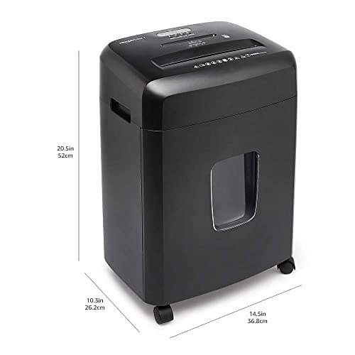 Amazon Basics 15-Sheet Cross Cut Paper Shredder for Home and Office, CD/Credit Card Shredder with 6 Gallon Wastebasket, Black 6