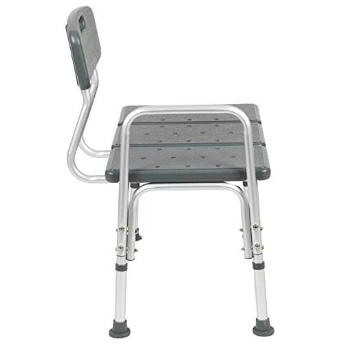 Flash Furniture HERCULES Series 300 Lb. Capacity Adjustable Gray Bath & Shower Transfer Bench with Back and Side Arm 11