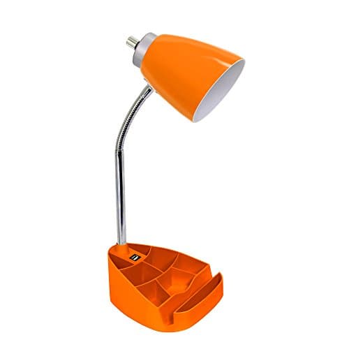Limelights LD1056-ORG Desk Lamp Organizer with iPad Tablet Book Stand and USB Charging Port, Orange
