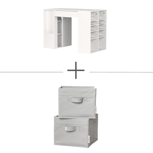 South Shore Crea Counter-Height Craft Table with Scratchproof Surface and Interchangeable Modules - 4 baskets included, Pure White 14