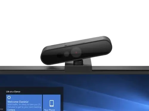 Lenovo HD 1080p Webcam (510 FHD)- Black w/ 4X Digital Zoom, 95° Wide Angle, 360° Rotation Pan & Tilt, Dual Microphones & Windows Hello 6