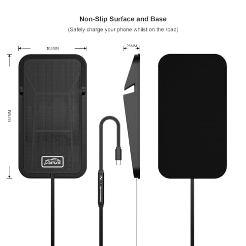 Wireless car Charger Charging pad,POLMXS No-Slip Wireless Phone Charger for car Cell Phone Cordless Charging mat Compatible with iPhone 16/15/14/13/12 Galaxy S23 S22 S21 Note10(C17) 7