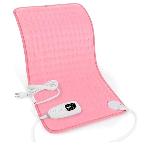 Deepsoon Heating Pad,Electric Heating Pads for Back,Neck,Abdomen,Moist Heating Pad for Shoulder,Knee,Arms,Legs,Dry/Moist Heat & Auto Shut Off,Christmas Gifts for Men and Women,BabyPink,24x12 Inch