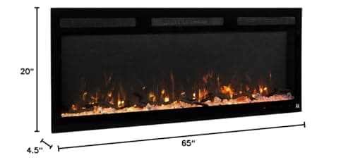 Touchstone Smart Electric Fireplace-The Fury 65" Wide- 4.5" Thin in Wall Recessed-100 Realistic Flame/Ember Bed Color Combos-1,500W Heater-Larger Viewing Area-Alexa/WiFi Enabled 12