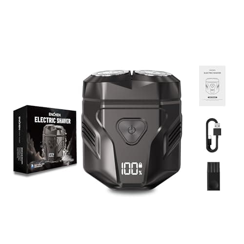 Enchen Electric Shaver for Men - 2-Direction Flex Heads, Waterproof Rechargeable Portable Shaver with Multi-Functional Display, 60 Mins Run Time Ideal for Travel, Home & On-The-Go Use