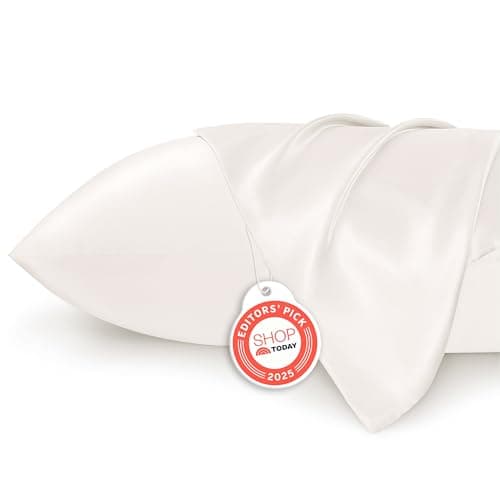 Bedsure Satin Pillowcase for Hair and Skin Queen - Ivory Silky Pillowcase 2 Pack with Envelope Closure, Similar to Silk Pillow Cases, Gifts for Women Men, 20x30 Inches, 2pcs