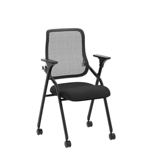 BROBRIYO PRO, Stackable & Foldable Conference Room Chairs with 2X Thick Cushion, Lumbar Support, Armrest - Mesh Bouncing Back for Office Meeting, Conference, Training Room Chair 1 Pack 5