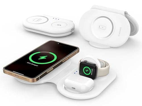 Consasy 3 in 1 Wireless Charging Station, Magnetic Wireless Charger, Foldable Charger 3 in 1, Travel Charger for iPhone 16/15/14/13/12 Series, AirPods Pro/3/2, iWatch 2-10/Ultra, White