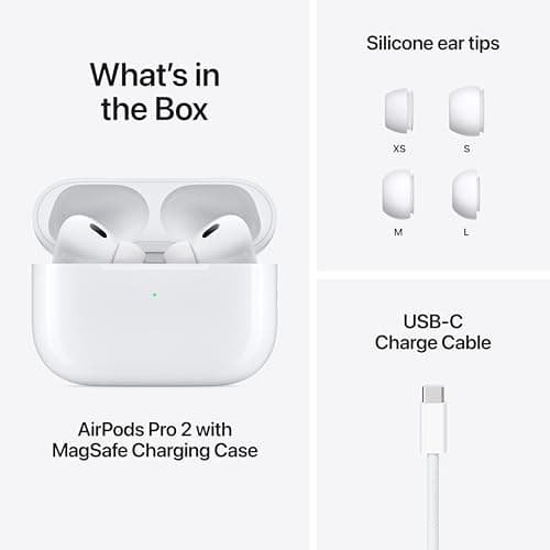 Apple AirPods Pro (2nd Generation) Wireless Ear Buds with USB-C Charging, Up to 2X More Active Noise Cancelling Bluetooth Headphones, Transparency Mode, Adaptive, Personalized Spatial Audio, White 5