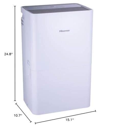 Hisense 50 Pint 3-Speeds Dehumidifier, 3 Modes – Auto, Continuous, Manual, 115v, LED Display, Noise Level 46 dB, 24-hour on/off timer, Up to 4500 sq. ft. - DH7021K1W (Renewed) 8