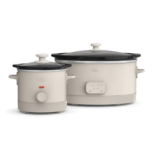 The-Bella 6-Quart Programmable Slow Cooker with Additional 2-Quart Slow Cooker, User-Friendly Design, High and Low Settings, Durable Steel Housing, Dishwasher Safe, Perfect for Main Dishes and Sides
