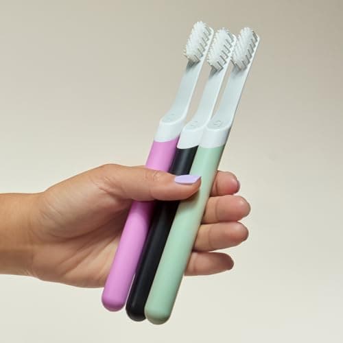 Quip Sonic Electric Toothbrush for Adults - Time Travel & Soft Bristles with Travel Case & Replacement Brush Head - 3 Month Battery Life, Plastic Handle - Sage 6