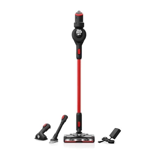 Dirt Devil Self-Standing Cordless Stick Vacuum Cleaner with Included Tools, for Carpet and Hard Floors, Lightweight Design, Powerful Suction, LED Headlights, BD57000V, Black