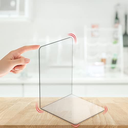 Lulonpon 8 Pieces Book Ends, Bookends, Books Stand, Books Stoppper, Clear Bookend for Shelves, Acrylic Book Ends for School, Library, Desktop Organizer ﻿ 7