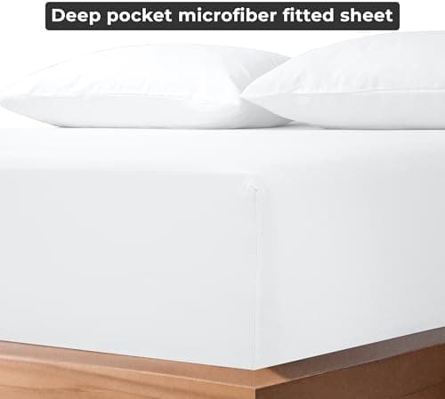 Royale Linens Fitted Sheet Queen - Ultra Soft 1800 Brushed Microfiber - Hotel Luxury Bottom Sheets - Wrinkle Free & Fade Resistant - Deep Pocket Fitted Sheet Only (Queen, White) 6