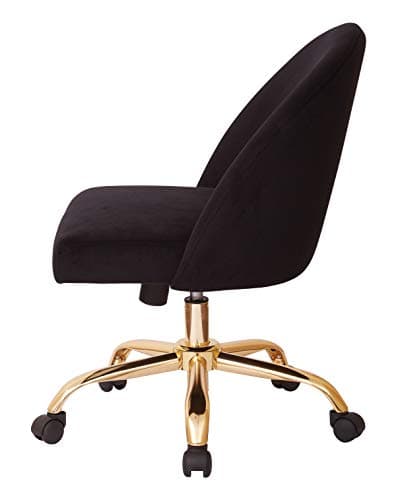 OSP Home Furnishings Layton Mid-Back Adjustable Office Chair with 5-Star Base, Gold Finish and Black Velvet 7