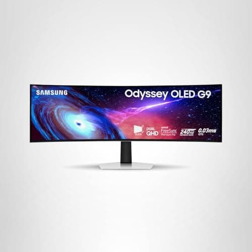 Samsung 49" Odyssey G93SC Series Curved Gaming Monitor, QD-OLED, 240Hz, 0.03ms, DQHD, G-Sync Compatible, FreeSync Premium Pro, Adjustable Stand 21