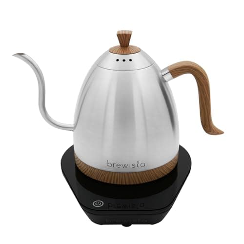 Brewista Artisan Electric Gooseneck Kettle, Water Boiler with LCD Panel, Precise Temperature Control, Fast Boiling and Keep Warm Settings for Pour-Over Coffee & Tea, Café, 1 Liter (Stainless Steel)