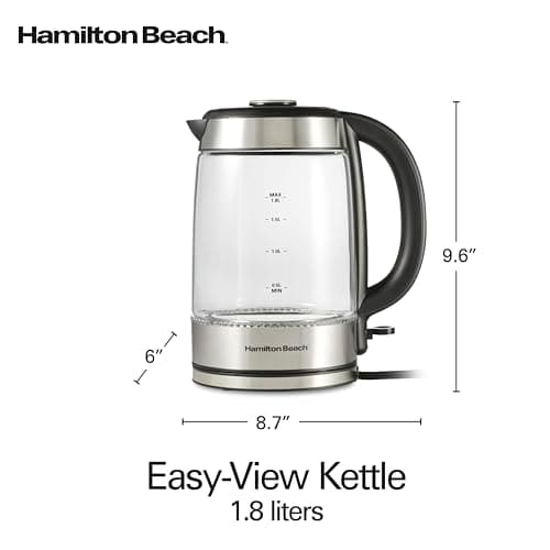 Hamilton Beach Electric Tea Kettle, Water Boiler & Heater, 1.8 Liter, Cordless Serving, 1500 Watts for Fast Boiling, Auto-Shutoff and Boil-Dry Protection, Easy-View Glass (40853C) 8