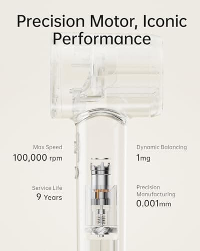 Laifen SE Lite Hair Dryer, Negative Ionic Blow Dryer with 100,000 RPM Brushless Motor for Fast Drying, High-Speed Low Noise Thermo-Control Hair Dryer with Lightweight Design and 2 Nozzles 5