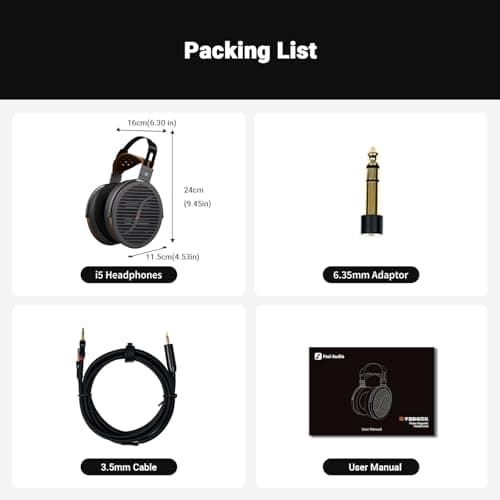 Fosi Audio i5 Open-Back Planar Magnetic Headphones with 97mm Ultra-Large Diaphragm, CNC Metal & Walnut Wood, Audiophile Wired Studio Headphones for Multi-Source Devices 9