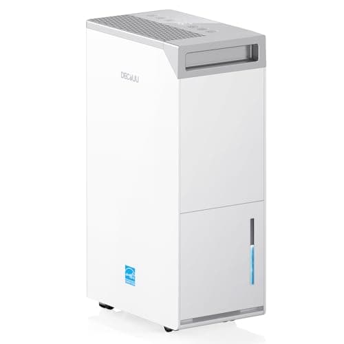 4000 Sq.Ft Dehumidifiers for Home,DECIUU 50 Pint Energy Star Dehumidifier Intelligent Humidity Control with Drain Hose for Basement Large Rooms Bedroom RV Bathroom Light Grey