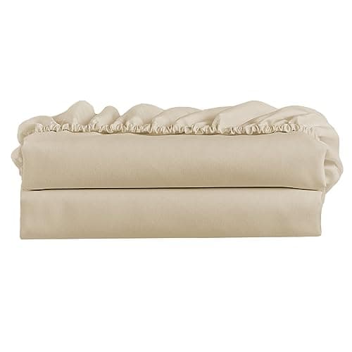 FreshCulture Full Fitted Sheet Only 2 Pack - Hotel Quality Fitted Sheet Full Size - Ultra Soft & Breathable - Brushed Microfiber - Deep Pocket - Cooling Fitted Sheets for Full Size Bed (Beige)