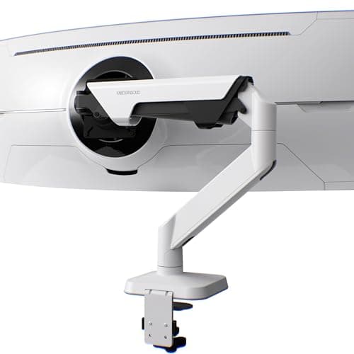 Modernsolid Heavy Duty Monitor Arm Desk Mount for 34-49 Inch Ultrawide Curved Monitors, Supports 14-38 lbs, Gas Spring Ergonomic Full Motion with Cable Management, Red Dot Design Awarded, White