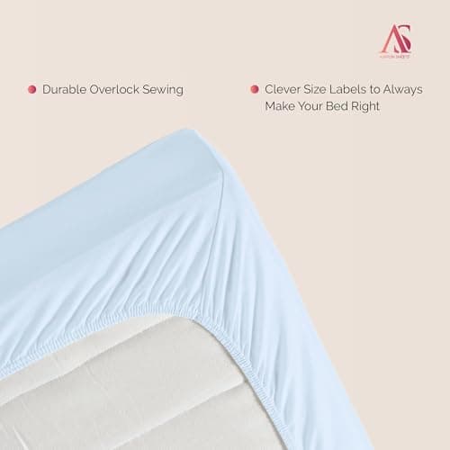Ashton Sheets Premium Egyptian Cotton King Fitted Sheet Only - 22" Extra Deep Pocket King Fitted Sheet, Easy Snug Fit, Soft Cooling Sateen Weave, Extra Long Staple Cotton Bottom Sheets - Light Blue 6