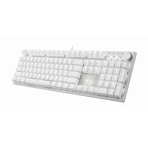 i-rocks K74M Illuminated Mechanical Keyboard - with Swappable Switches - 107keys, USB-C Detachable Cable, LED Backlit, PBT Double Shot Keycaps, Smart Wheel Control - White 8
