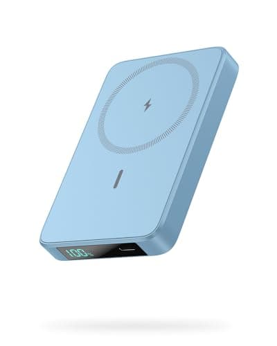 Magnetic Portable Charger Power Bank,Compact 10800mAh LCD Display Wireless Portable Charger,20W PD USB-C in&out Battery Pack Compatible with Magsafe,iPhone 15/15 Plus/15 Pro Max/14/13/12 Series-Blue