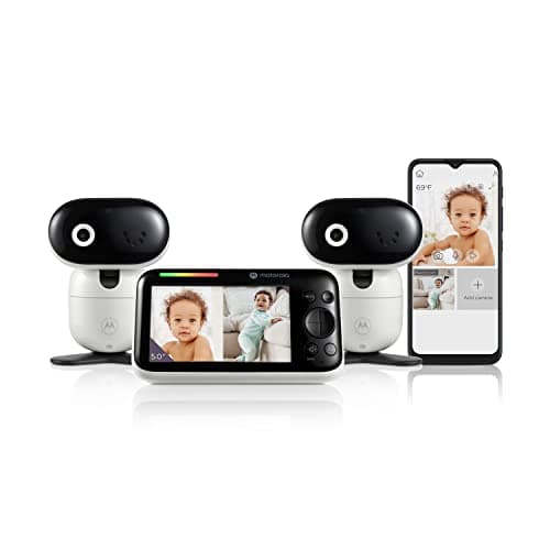 Motorola Nursery PIP1510 2-Camera Video Baby Monitor, 5" Screen, 2-Way Audio, 1000ft Range, Split Screen Viewing, Remote Pan/Tilt/Zoom, Lullabies (Renewed)