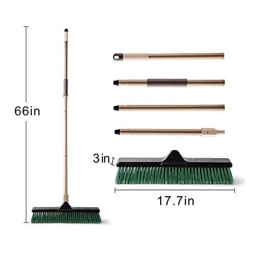 Eyliden Push Broom 18" Heavy-Duty with 66" Long Handle, Stiff Bristles, Outdoor Commercial Broom Brush for Garage Concrete Sidewalk Driveway Yard Patio Deck Warehouse, Sweeper for Snow (Blue) 7