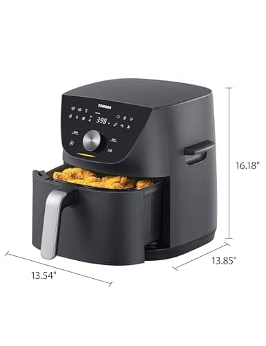 Toshiba 7.7QT Air Fryer, Family-Size for Quick and Easy Meals, 12 Preset Menus and Menu-IQ Function, 1°F Precision, 90% less fat, Double-sided Handles Easy Carrying 7