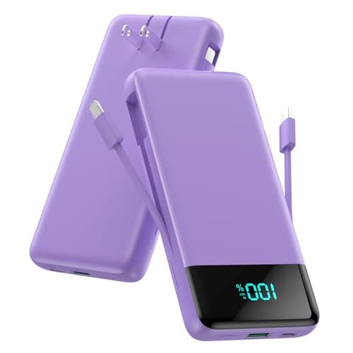 Portable Charger for iPhone with Built in Cables and Wall Plug,Upgraded 13800mAh Fast Charging USB C Power Bank,4 Outputs Travel Essential Battery Pack Compatible with iPhone 15/14/13,Samsung-Purple