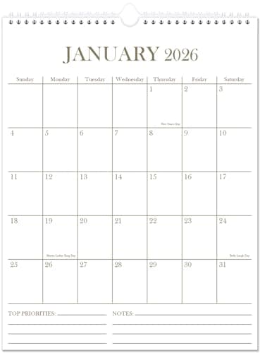 2026-2027 Wall Calendar - 18 Months Calendar from April 2026 - June 2027, Calendar 2026-2027 with Thick Paper, 8.5" x 11", Vertical Calendar, Golden