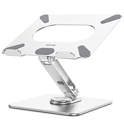 BESIGN LSX7 Laptop Stand with 360 Rotating Base, Ergonomic Adjustable Notebook Riser Holder Compatible with Air, Pro, Dell, HP, Lenovo More 10-15.6" Laptops (Silver)