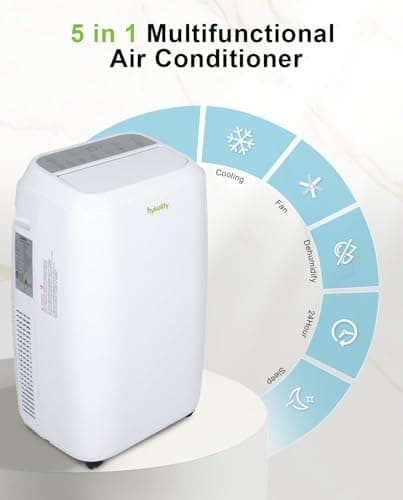 Hykolity 12,000 BTU WiFi Enabled Portable Air Conditioner, 5 in 1 Window Kit Quiet Smart AC Unit with 3-Speed Fan & Dehumidifier, 24H Timer & Sleep Mode for Living Room, Bedroom, Up to 550 Sq.Ft 2