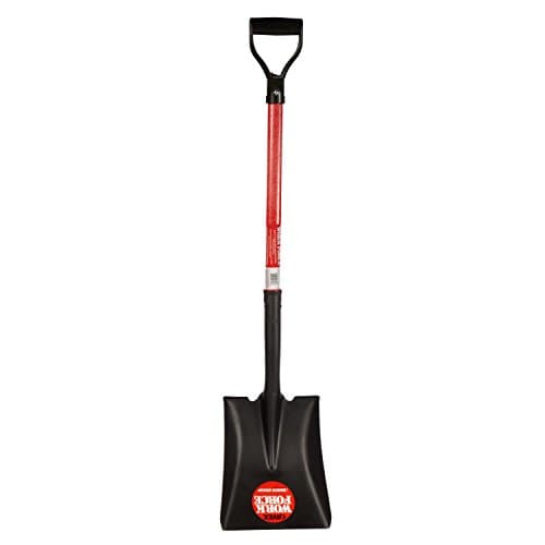 Emsco Group 1236-1 Workforce Tools Point Sturdy 28” Fiberglass Handle-Heavy Duty 16 Gauge Steel Head-Lifetime Durable Square Shovel, Black/Red