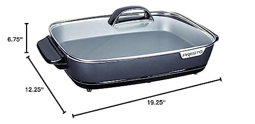 Presto 06858 16-Inch Slimline Electric Skillet with Glass Cover - Nonstick, Adjustable Temperature, Black 10
