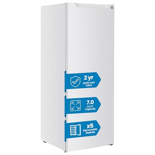 Kenmore Upright freezer - Convertible Refrigerator/Freezer, 5 Shelves, Garage Ready, Meat Storage,Auto Defrost, Congelador For Home, Apartment, Cottage, Basement, Dorm, 7.0 Cubic Feet Capacity White 8