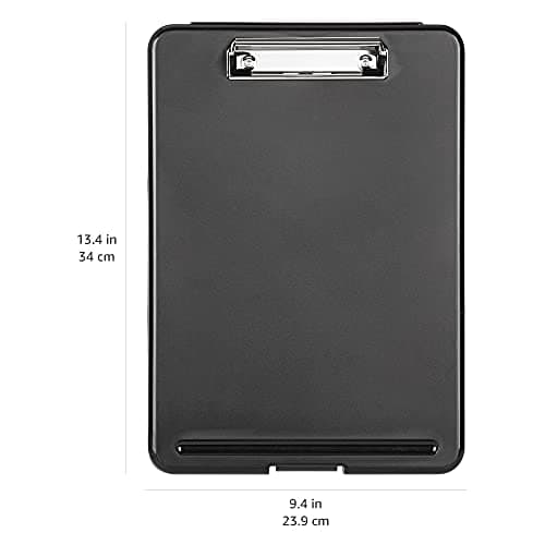 Amazon Basics Sturdy Plastic Storage Clipboard for School & Office Supplies, Lightweight, Black, 2-Pack 5