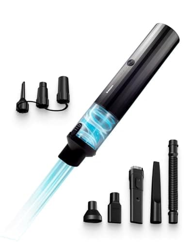 Owleys Portable Handheld Car Vacuum Cleaner with HEPA & Stainless Steel Filter, 6000–16000PA Suction, 85000 RPM Motor, 40-Min Battery Life, Cordless Mini Vacuum for Car, Home, and Office