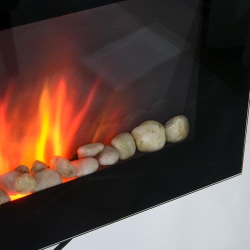 HOMCOM 29" Electric Fireplace, Wall Mounted Fireplace with 7 Adjustable LED Flame Colors, Remote Control, Fireplace Heater for Living Room, 1450W, Black 8