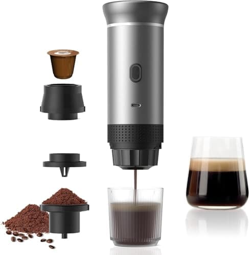 Zcyge Portable Coffee Maker Espresso Machine, Mini Travel Camping Coffee Makers, Battery Portable Espresso Self-Heating Car Coffee Maker With Ground Coffee & NS Capsule