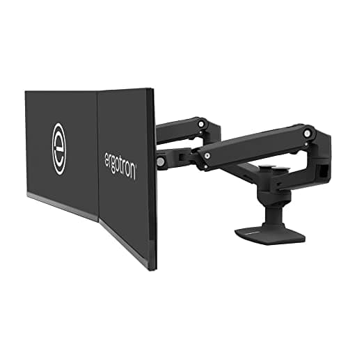 Ergotron – LX Dual Monitor Arm, VESA Desk Mount – for 2 Monitors Up to 27 Inches, 7 to 20 lbs Each – Matte Black